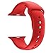 HUANLONG 38mm Soft Silicone Sport Style Replacement Band Iwatch Strap for Apple Wrist Watch Series 1 Series 2 Series 3 (Red 38mm S/M)