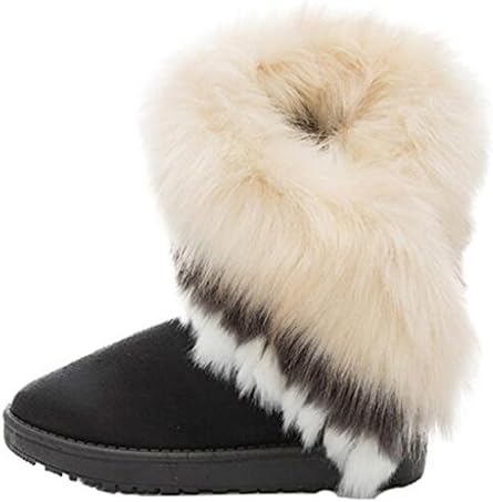 Womens Winter Suede (leather) Snow Ankle Boots Faux Fur Flat Shoes