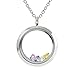 EVERLEAD Living Memory Floating Round Locket Pendant Necklace 316L Stainless Steel Toughened Glass Free Chain and Zircon