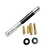 Resun TRD Black Logo 12cm Carbon Fiber Polished Black Aluminum Screw-On Silver Short Antenna