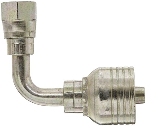 Aeroquip 1BA12FJB12 Carbon Steel Global TTC12 (Thru the Cover) Crimp Hose Fitting JIC 37 Degree Female Swivel, 90 Degree Elbow, 3/4" Hose ID, 3/4" Tube Size