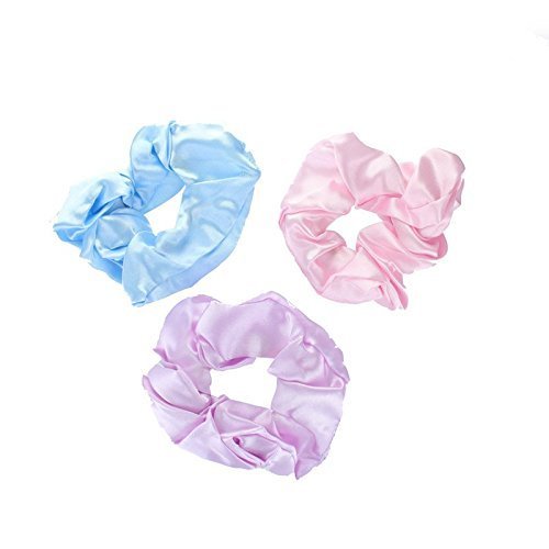 Buy Womens Satin Pastel Hair Scrunchies Blue Lilac Pink Set By