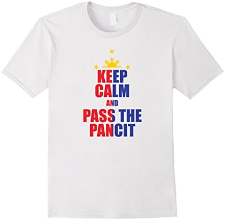 Men's Keep Calm and Pass The Pancit Philippines Flag T Shirt Medium White