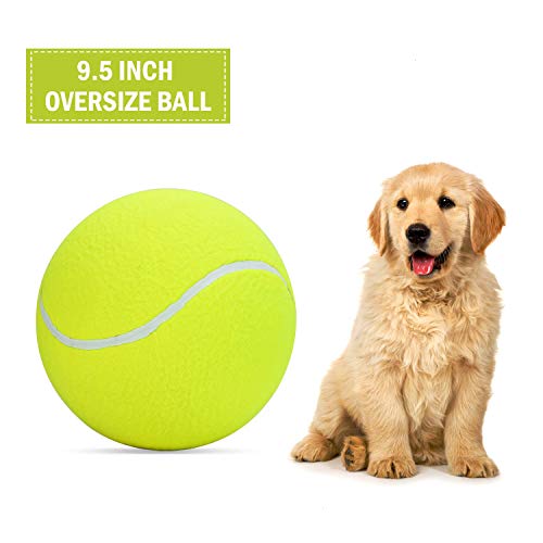 Pomeat Big Tennis Ball for Dogs 9.5" Inflatable Giant Tennis Balls Pet Chew Toy - Thumbnail 7