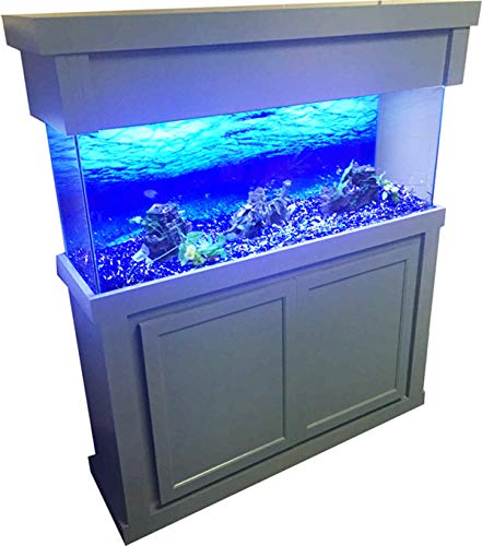 RJ ENTERPRISES Birch Modern 48″X18″ Flat Gray 32″ Tall Aquarium Stand fits75/90 Gal & Birch Modern 48″X18″ Flat Gray 10″ Tall Canopy fits75/90 Gal & Glass Tank Aquarium 90 Gal is Included