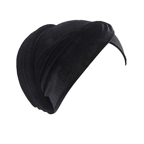 ZOMUSAR Bella Scarf Chemo Muslim Hat Turban Head Scarves Wrap Cap Pre-Tied Headwear Bandana Tichel for Cancer (Black)