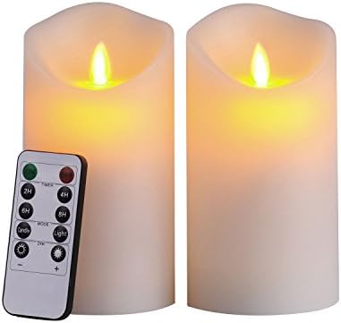 Amazon Com Pandaing Led Flameless Candles With 10 Key Remote Control 2 4 6 8 Hours Timer Classic Pillar Real Wax Candles Battery Powered Ivory Color Set Of 2 Home Improvement