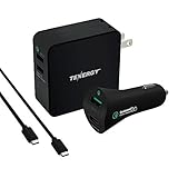 Combo: Tenergy 30W 2-Port Adaptive Fast USB Wall Charger + Car Charger with Qualcomm QC 2.0 & Smart Detect (Black)