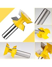 HandsEase Juego de 2 puntas de 1 2" para enrutador de vástago de 120 grados, para lengua y ranura con borde de vendaje, herramientas de cortador de cincel.