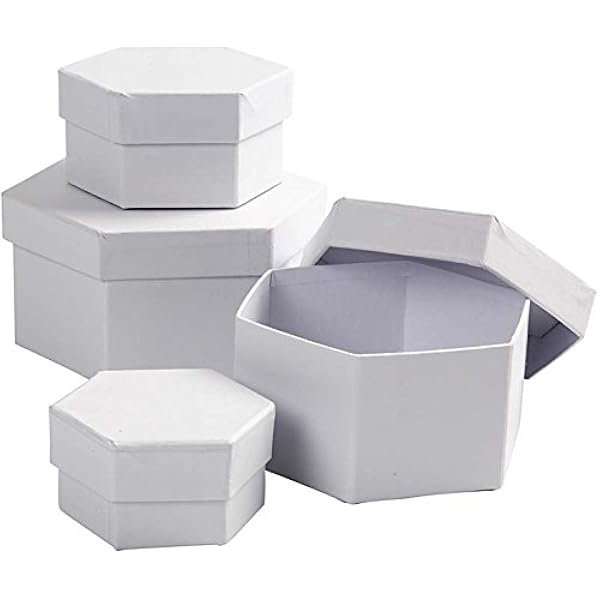 Cajas hexagonales, diámetro 6,5+8+10+12 cm, 4 unidades: Amazon.es: Amazon.es