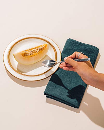 Caldo Linen Dinner Napkins - Soft and Durable Cloth - 4 Pack - 20x20 inch (Spruce)