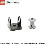 Lego Parts: String Reel 2 x 2 Drum with Holder (Black/LBGray)