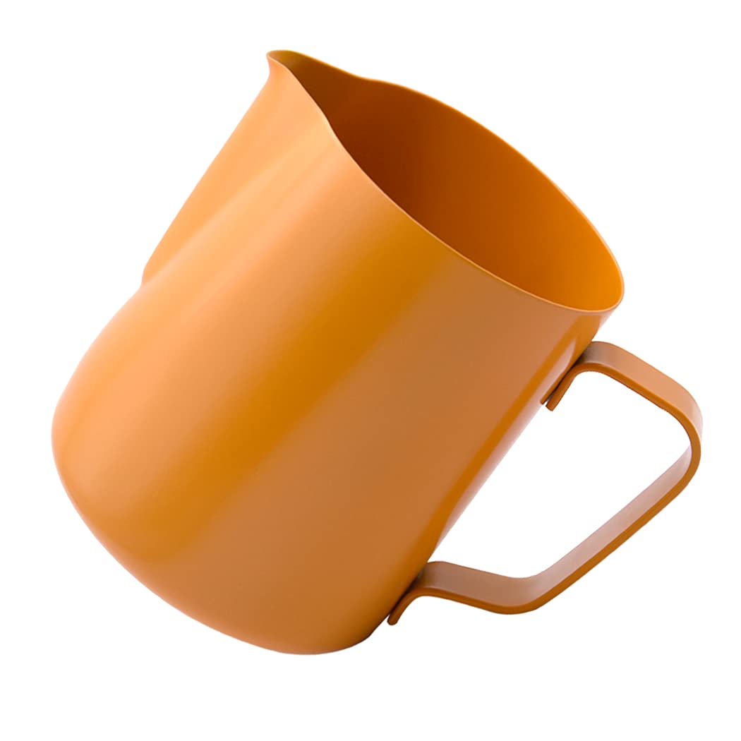 Hoshen 400ML Stainless Steel Frothing Cup, Milk Frothing Cup, Latte Art Cup, Espresso Latte Cappuccino Steaming Cup，Yellow