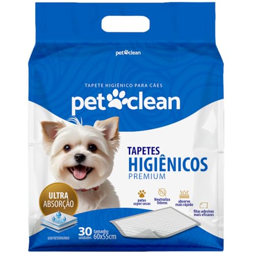 Tapete Higiênico Pet Clean Premium Cães Cachorro Xixi Ultra Absorção 60x55cm 30 Unidades