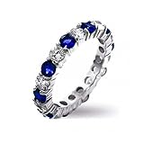 Bling Jewelry Simulated Sapphire CZ Stackable Eternity Band Ring Silver