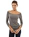 PattyBoutik Women's Off Shoulder Ruched 3/4 Sleeve Top (Gray S)