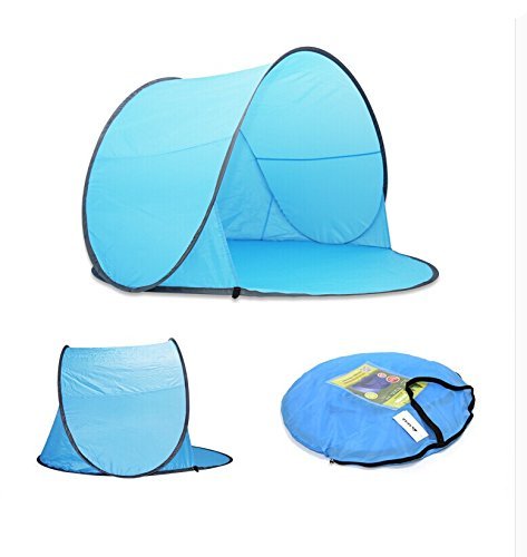 Focusun Outdoor 3 Person Automatic Pop up Instant Ultra Light Portable Cabana Beach Tent Camper Sun Shelter, Sets up in Seconds (Light Blue)