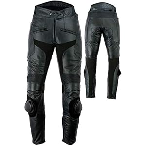 Motorbroek voor heren zwart rundleer met sliders – Verkrijgbaar In Alle Maten