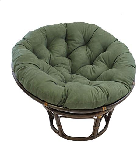 American Rattan Papasan Chair with Green 100% Polyester Cushion - Adult Size