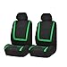 FH Group Car Seat Covers Unique Flat Cloth Full Set Automotive Seat Covers Front Set and Rear Solid Bench Green Black Seat Covers w. Gift Universal Fit Interior Accessories for Cars Trucks and SUVs