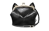 XMLiZhiGu Girls' Cute Kitty Purse Crossbody Shoulder Bags Black Pu Leather Cat Ear Bag Women's Handbag