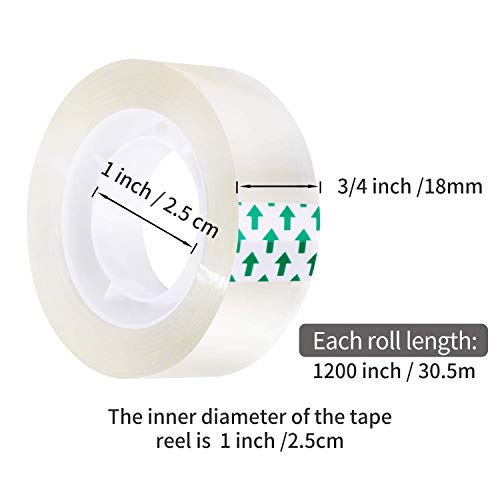 Transparent Adhesive Tape Clear Tape Invisible Packing Tape for Office School and Home, Each Roll 3/4 x 1200 Inches (36)