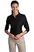 Port Authority Ladies Silk Touch 3/4-Sleeve Polo, Black, Medium