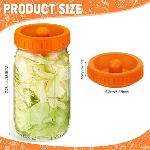 NALACAL 2Pcs 32oz Fermentation Jars, Wide Mouth Fermentation Jars, Glass Pickle Jar with Cap Lids, Wide Mouth Glass Jar, Mason Jar Lid Fermenter Caps, for Storage Pickle Olive Gherkin