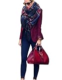 BLOGGERS CHIC LARGE RED CAMEL NAVY GREEN PLAID CHECKED TARTAN SCARF WRAP SHAWL