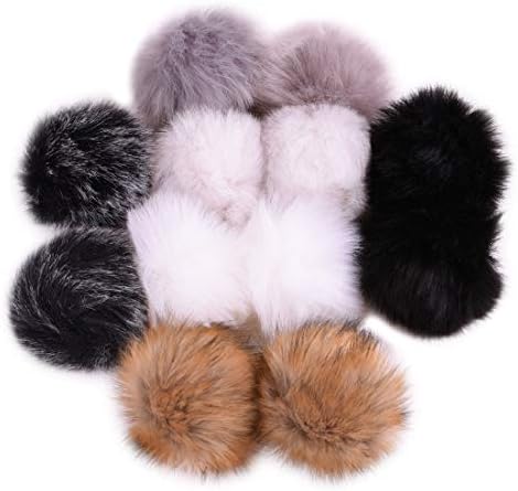 12pcs Faux Fox Fur Fluffy Pompom Ball for Hat Shoes Scarves Bag Charms