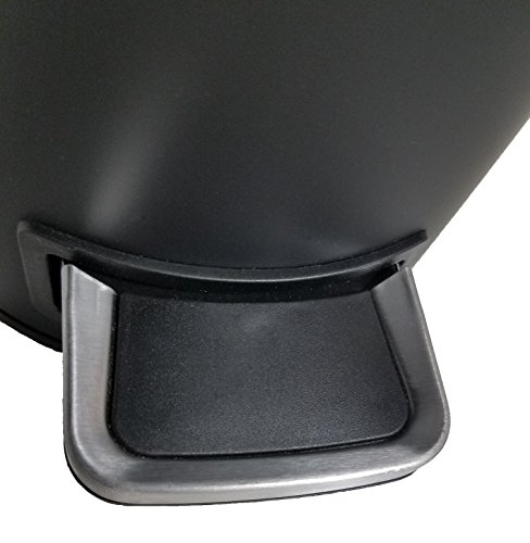 EVIDECO Soft Close Small Round Metal Bathroom Floor Step Trash Can Waste Bin 3-Liters/0.8-Gal, 10" H x 6.9", Black - Thumbnail 3