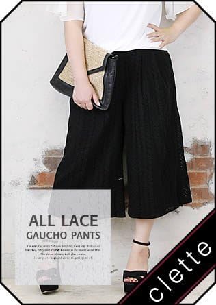Amazon 総レース ガウチョ パンツ ワイド スカーチョ 大きいサイズ レディース 4l ブラック ロングパンツ 通販