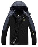 Heihuohua Men's Mountain Winter Waterproof Ski Jacket Windproof Fleece Lined Outdoor Hiking Coat