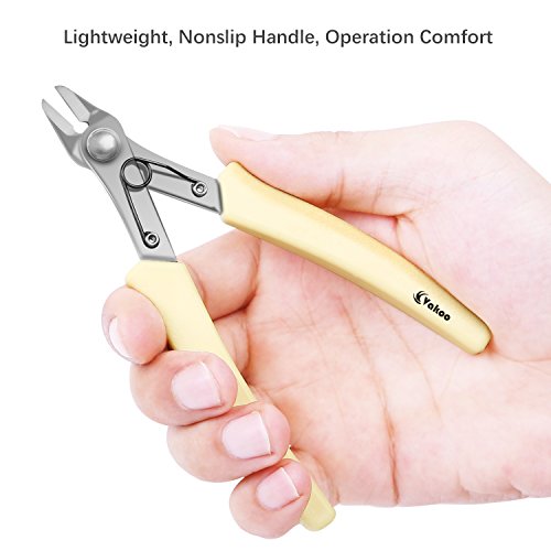 VAKOO Wire Flush Cutter 5-Inch VK-23 Micro Diagonal Cutting Pliers for Electronics and Jewelry Marking- Yellow