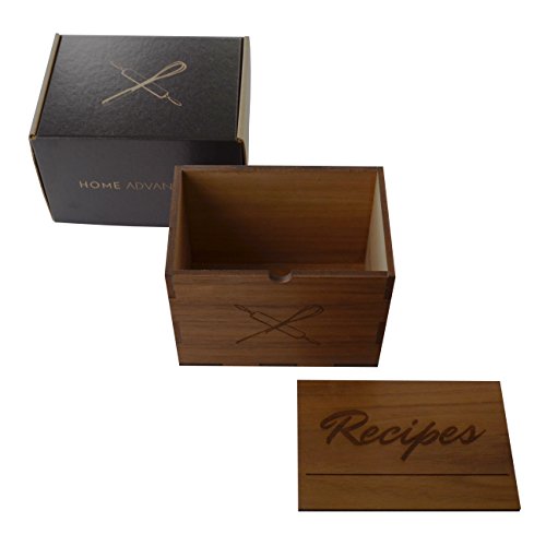 Home Advantage Wood Recipe Card Box (Walnut Veneer) Made in the USA