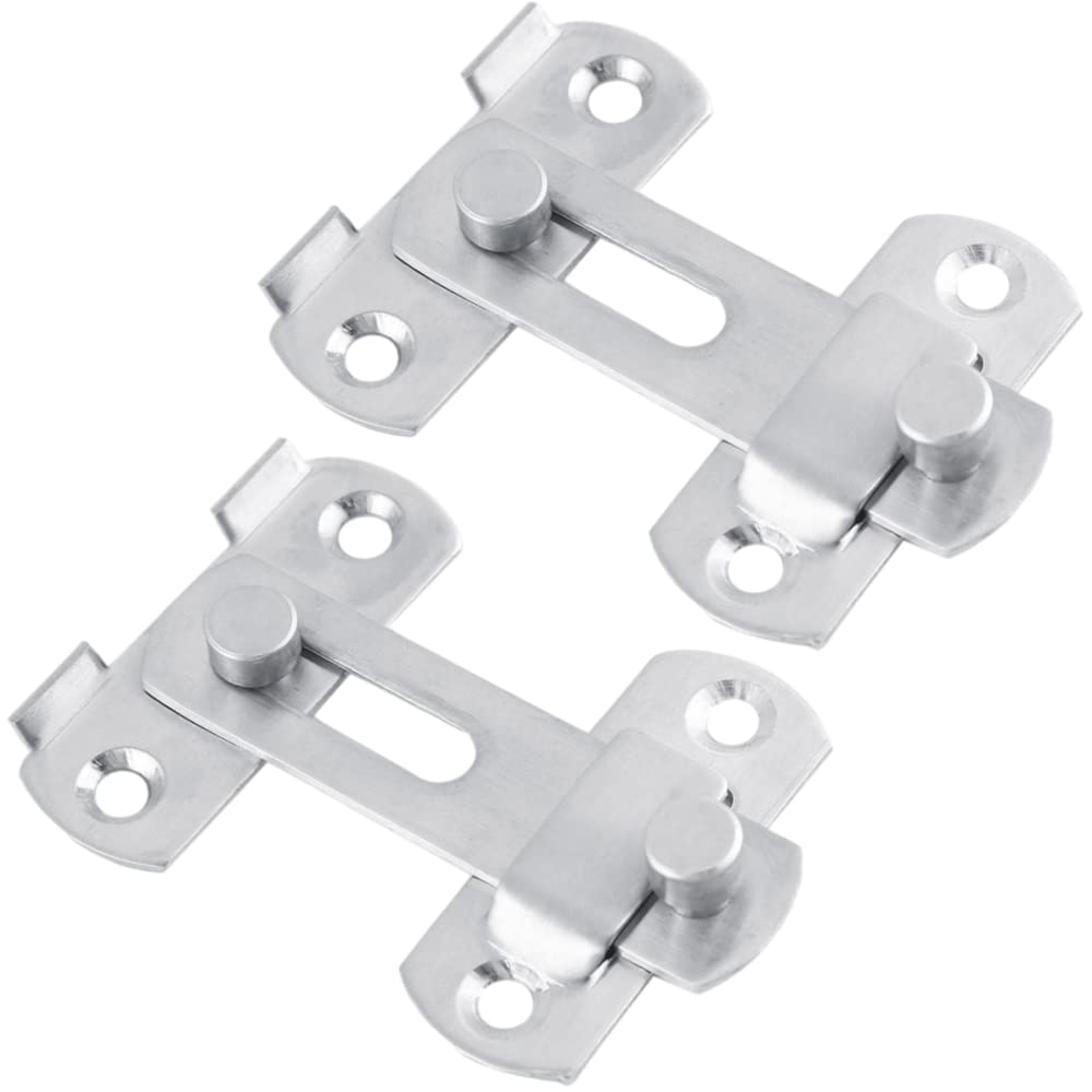 2 Pack 90 Degree Stainless Steel Right Angle Buckle Gate Latch Stainless Steel Door Bolt Lock with Screws Flip Door Locks Bolts for Doors & Windows (3 inch 180°) — image 1