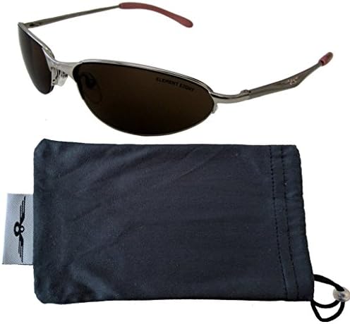 E8 Element Eight Metal Wire Frame Sunglasses Semi-Rimless – Silver Frame – Coffee Amber Lens