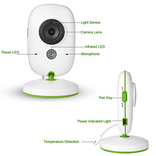FITNATE Portable Video Baby Monitor with LCD Display, Digital Camera, Infrared Night Vision, Two Way Talk Back, Temperature Monitoring, Lullabies, Long Range and High Capacity Battery,Green