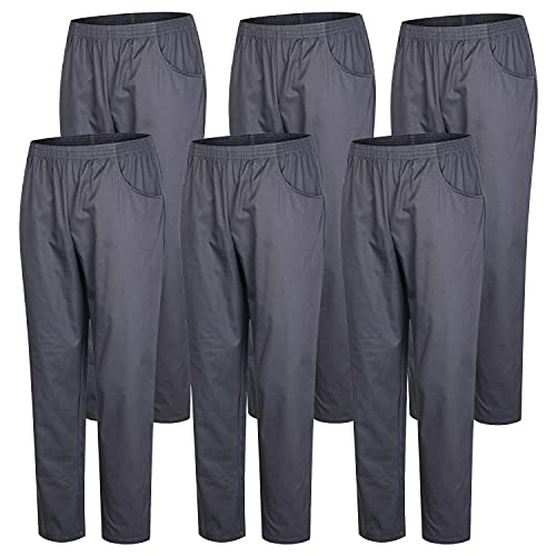 MISEMIYA - Pack 6 PCS - Pantaloni Unisex Vita Elastica Uniforme di Lavoro Clinica Ospedale Pulizia Veterinario IGIENE - Small, Grigio