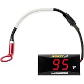 Motorcycle Engine Temperature Meter Fahrenheit, Over-Temperature Alert, Engine Temperature Gauge with Probe Sensor Adapter for Most Marine ATV Generator Lawn Tractor Motorcycle(Red,14mm Sensor)