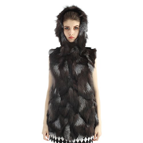 Womens Real Fox Fur Vest Nature Hooded Coats Outwear Jackets In Stock Womens Real Fox Fur Vest Nature Hooded Coats Outwear Jackets In Stock