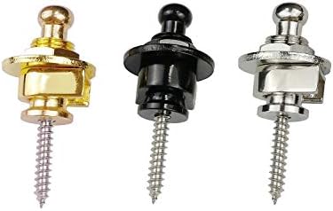 Boocy 2PCS Copper Round Head Strap Lock Pins For Guitar Bass (Black)