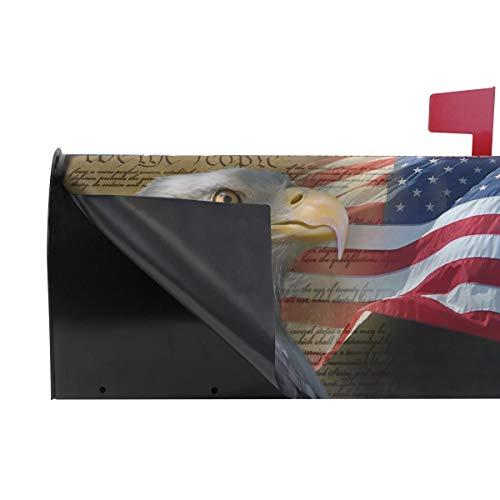 AUUXVA CUTEXL Magnetic Mailbox Covers Vintage American Flag Bald Eagle Mailbox Letter Post Box Cover Wrap Garden Yard Home Decor Standard Size 20.7"x18.03" - Thumbnail 3