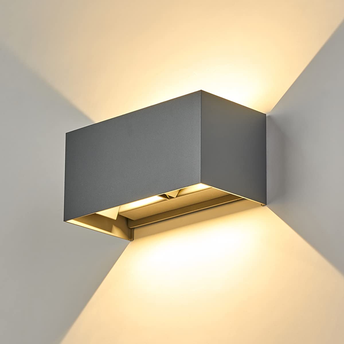Dr.lazy Led Wall Light Aluminum 20W Indoor Led Wall Lamp 120° Adjustable Up Down Wall Light Outdoor IP65 Waterproof Wall Sconce Lighting Fixtures for Bedroom Hallway stairwells (Grey/Warm White)