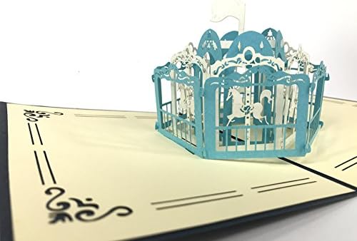 Fairy Roundabout Carousel 3D pop-up Greeting Card, Kirigami Paper Craft Postcards, Thank You pop-up Greeting Card, Postcards, Celebration, Congratulation