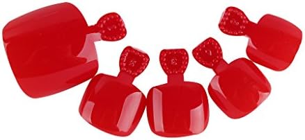 Nadeco False Toe Nails with Toe Nail Files,Short,Red Color,24 Nails Covers 12 Sizes
