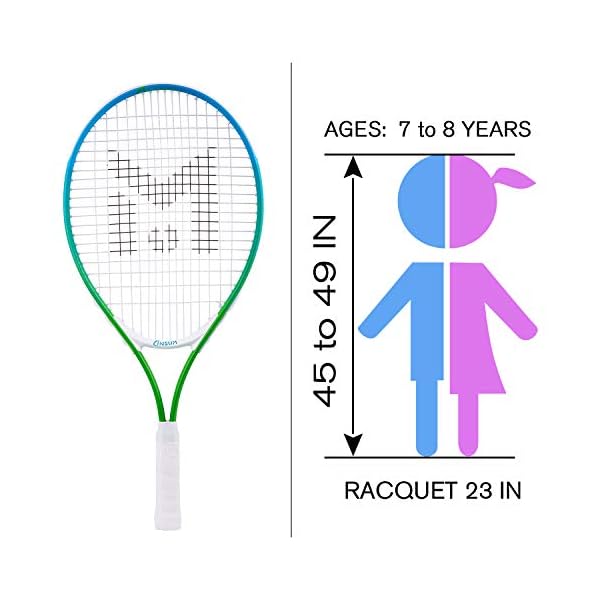 INSUM Kids Tennis Racket for Aged 210 Y with Strap Bag Junior Tennis