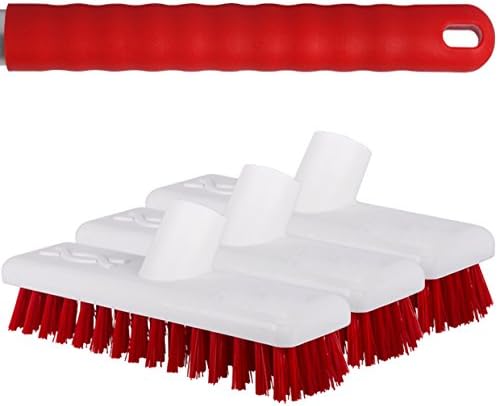 Robert Scott 3 Pack Of Red Stiff Bristled Deck Sweeping Brushes With A Strong Metal Handles For Decking, Patios, Tiles & Stables - Comes With TCH Anti-Bacterial Pen!