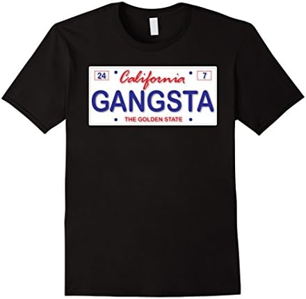 Men's California Gangsta Golden State License Plate T-Shirt 2XL Black