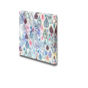Grunge Style Graphic Pattern of Raindrops on a Light Blue Background - Canvas Art Wall Art - 12" x 12"